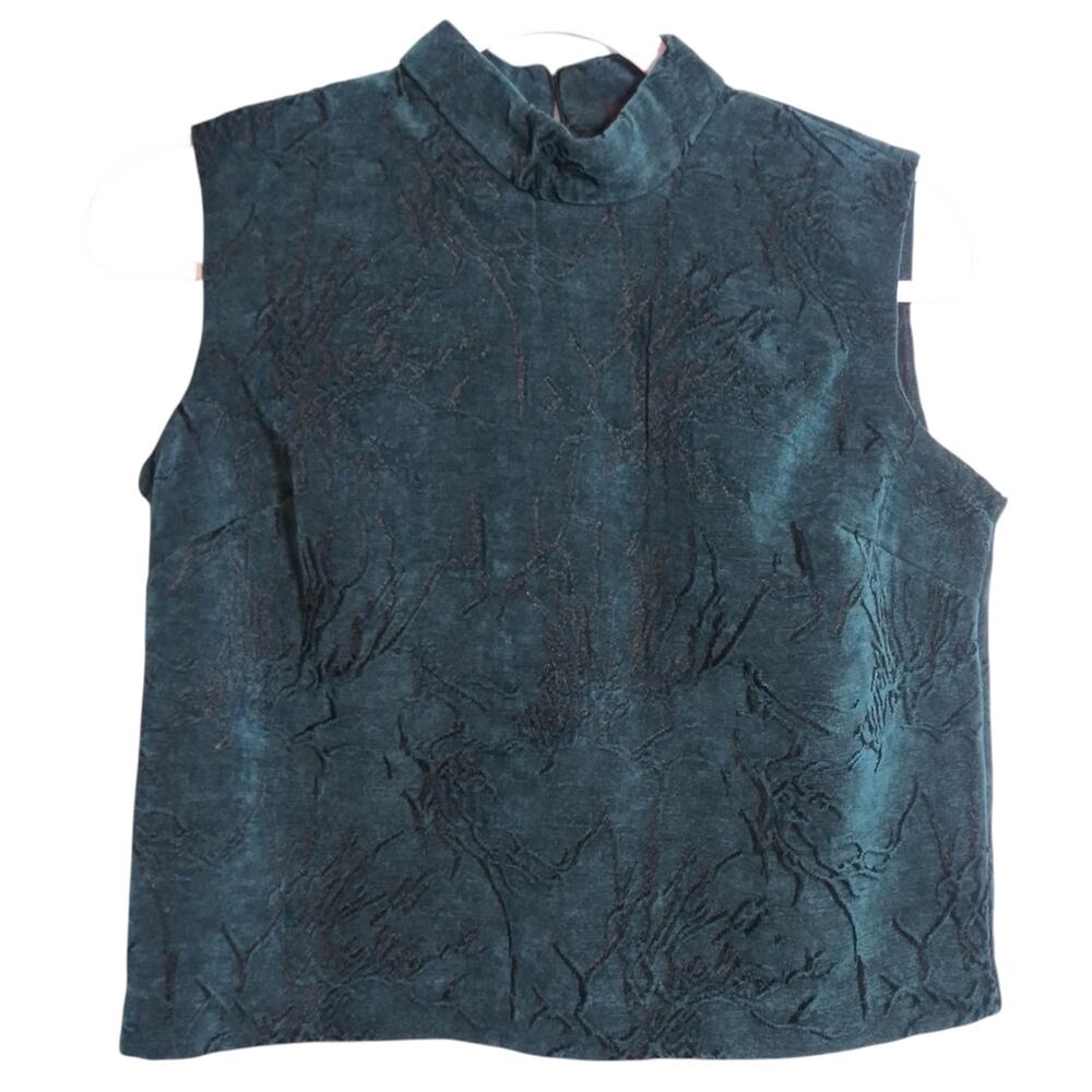Mark by Avon Teal Appeal Women's Sleeveless Tapestry Blouse Size Small